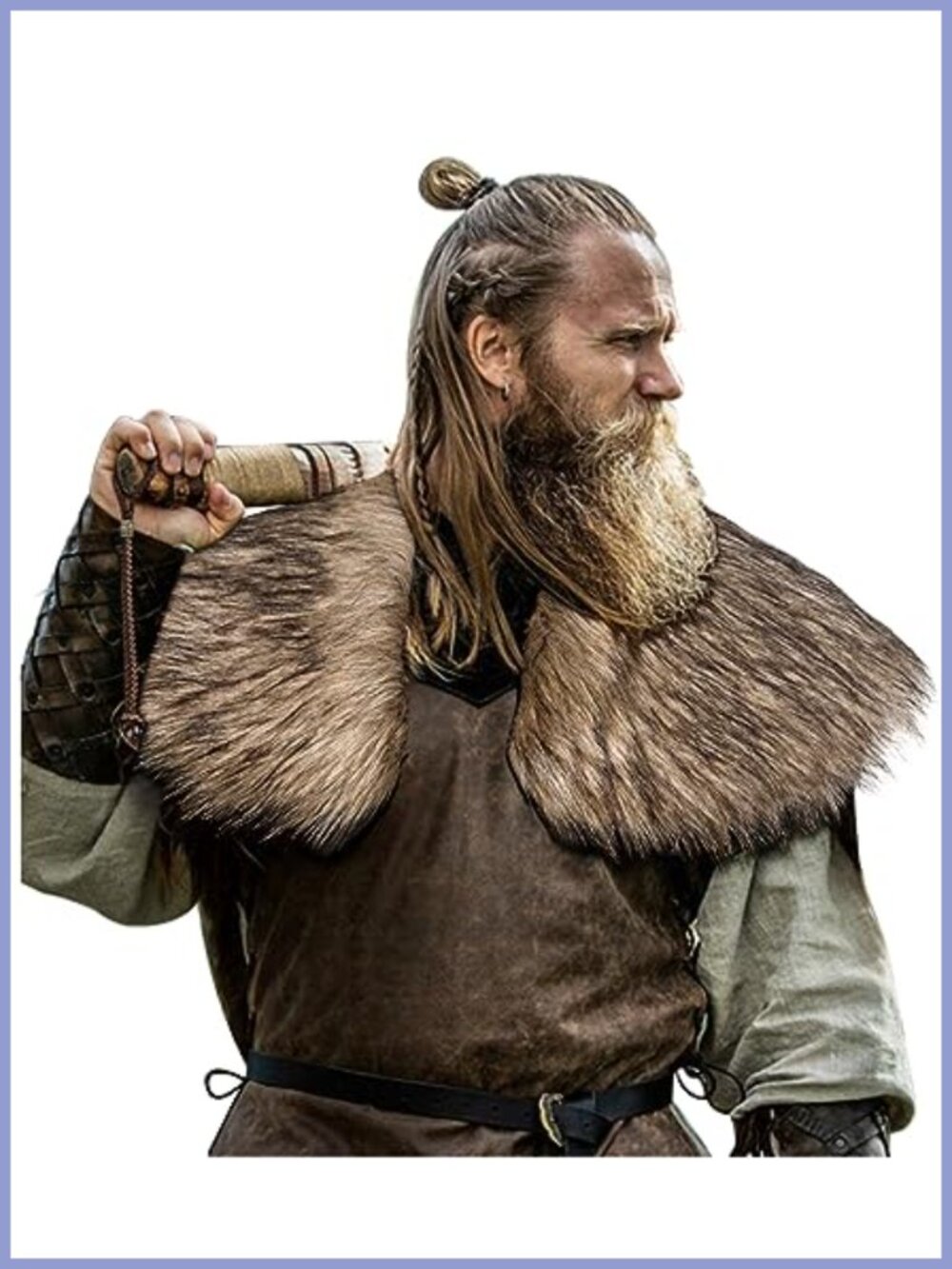 Viking Faux Fur Shawl Medieval Shoulder Wrap Capelet LARP Costume